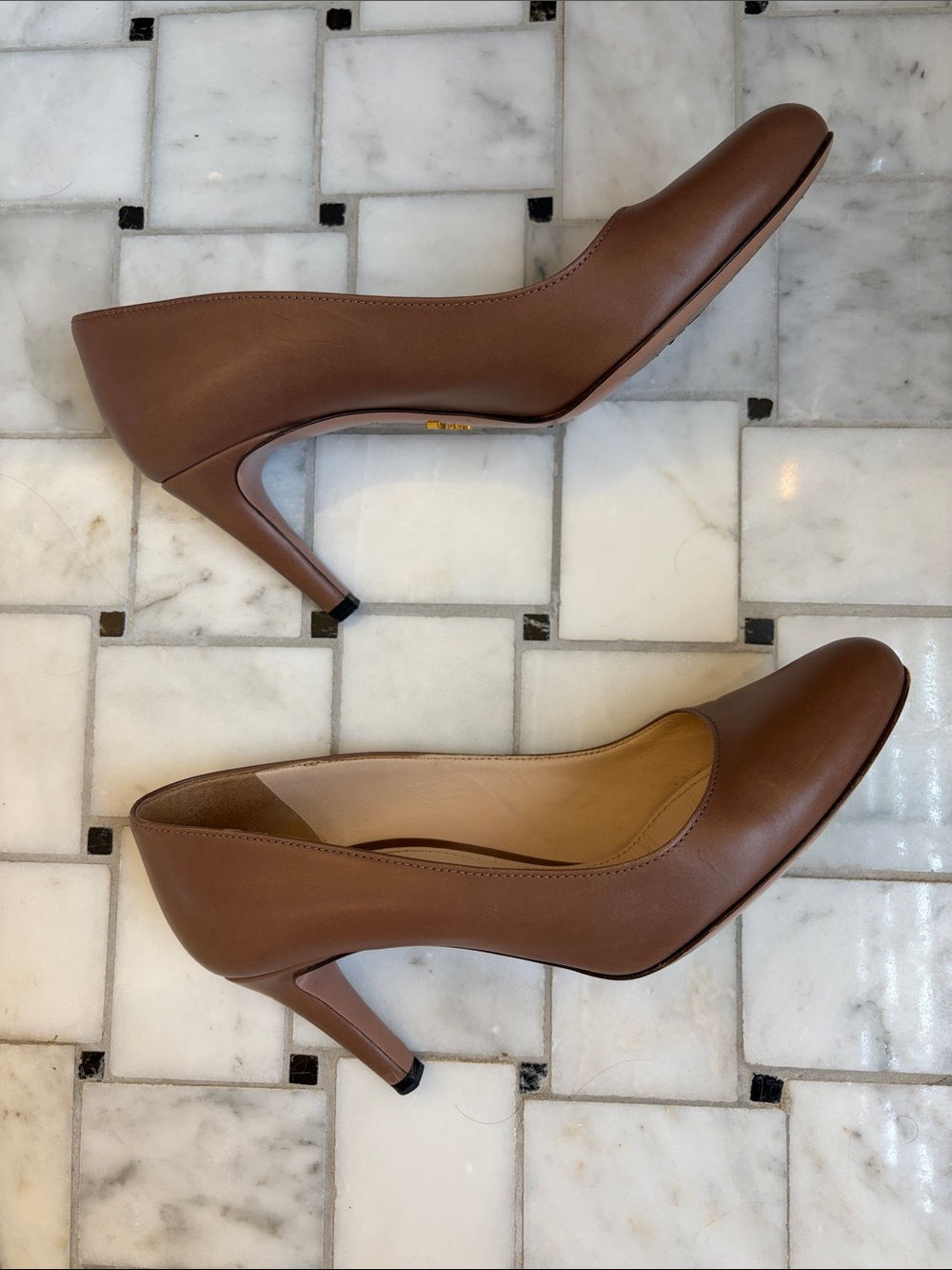 Prada Brown Leather Pointed-Toe Heels - Picture 2 of 4